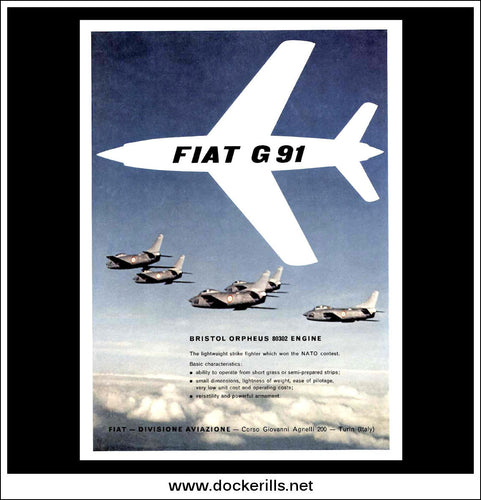 Fiat G 91. Original Vintage Advert From 1959.