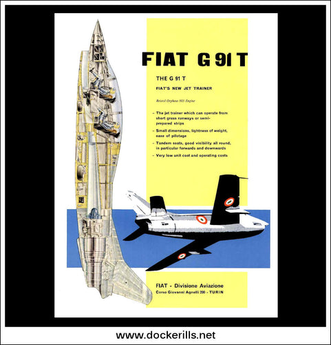 Fiat G 91 T. Original Vintage Advert From 1960.