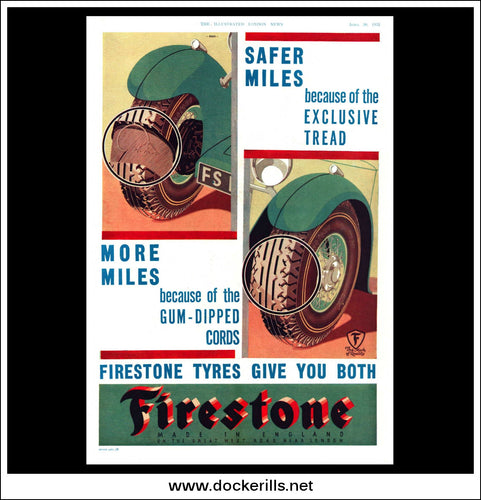 Firestone Tyres. Original Vintage Advert From April 30th, 1932.