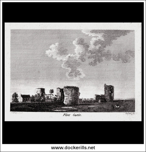Flint Castle, Flintshire, Wales. Antique Print, Copper Plate Engraving 1775.