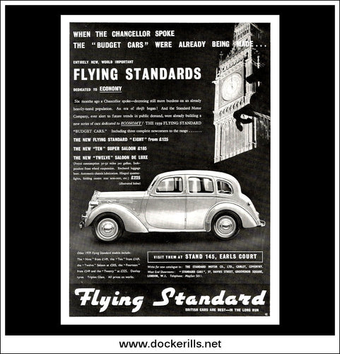 The Flying Standards, Eight, Ten, Twelve. Original Vintage Advert From October 19th, 1938.
