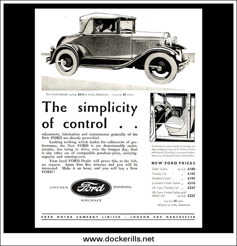 Ford 24 h.p. Cabriolet. Original Vintage Advert From April 15th, 1931.
