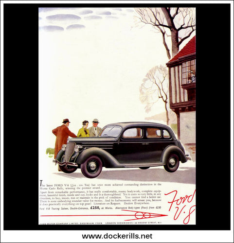 Ford V-8 Saloon. Original Vintage Advert From April 1st, 1936.