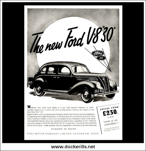 Ford V8 '30' Saloon. Original Vintage Advert From March 3rd 1937.