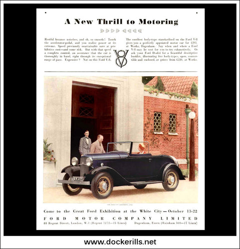 Ford V-8 Cabriolet. Original Vintage Advert From September 21st, 1932.