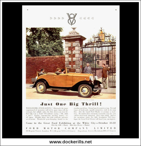 Ford V8 Cabriolet. Original Vintage Advert From October 19th 1932