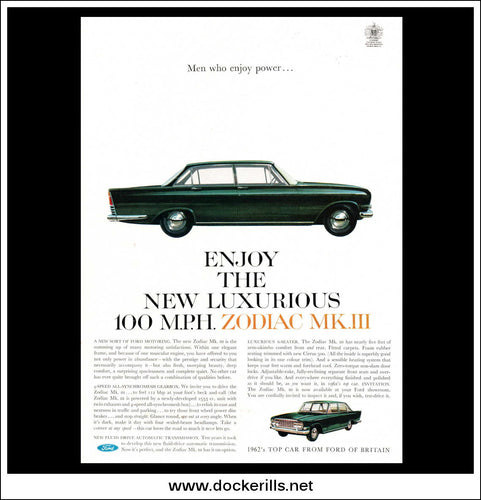 Ford Zodiac Mk.III. Original Vintage Advert From April 21st 1962.