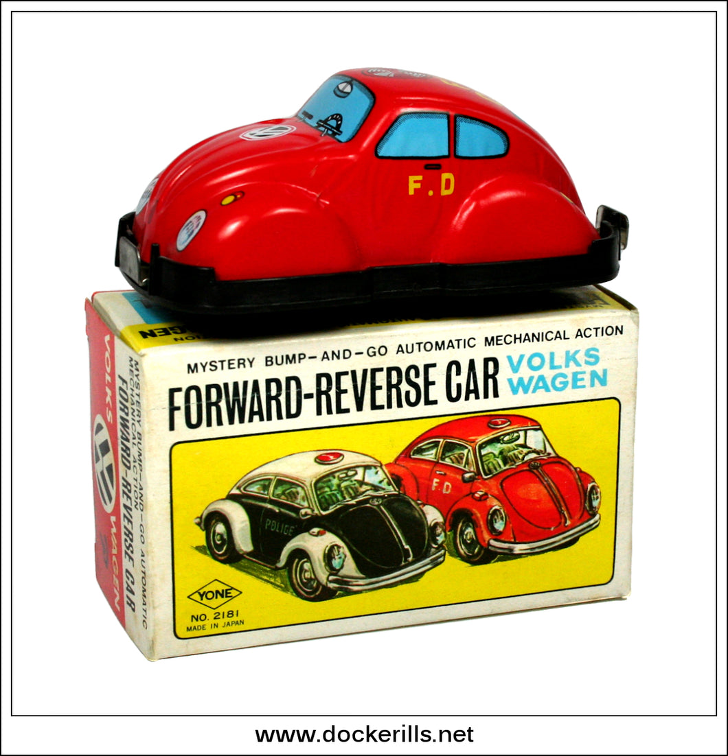 Vintage Tin Plate Volkswagen Forward-Reverse Fire Chief Car