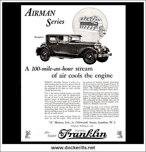 Franklin Airman Series Brougham. Original Vintage Advert From October 18th, 1928.