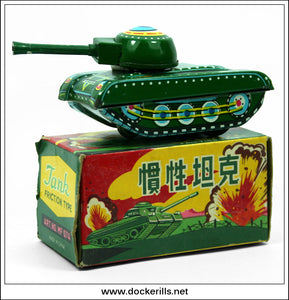 Tank MF 074. Vintage Tin Plate Friction Toy, China 1.