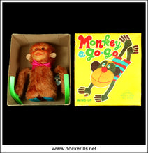 Monkey A Go-Go. Clockwork / Wind-Up Plush Covered Novelty Toy, Fuji Press Kogyo, Japan. No. 693.