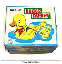 Ducks Family. Clockwork / Wind-Up Plush Covered Novelty Toy, Fuji Press Kogyo, Japan. No. 727.