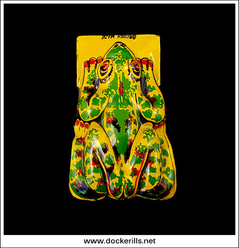 Vintage Tin Plate Frog Clicker Toy, GTP, Glamorgan Toy Products Ltd., Great Britain.