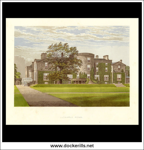 Galloway House, Near Wigtown, Wigtownshire, Scotland. Antique Print, Chromoxylograph 1880.