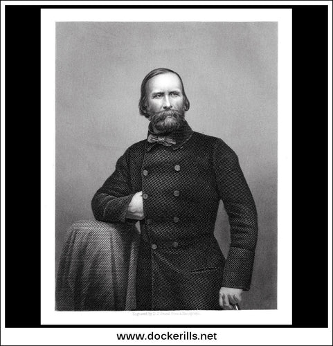 Giuseppe Garibaldi. Antique Print, Steel Engraving c. 1880. [B]