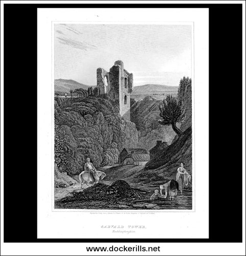 Garvald Tower, Haddingtonshire, Scotland. Antique Print, Copper Plate Engraving 1815