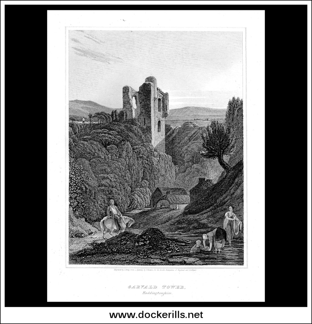 Garvald Tower, Haddingtonshire, Scotland. Antique Print, Copper Plate Engraving 1815