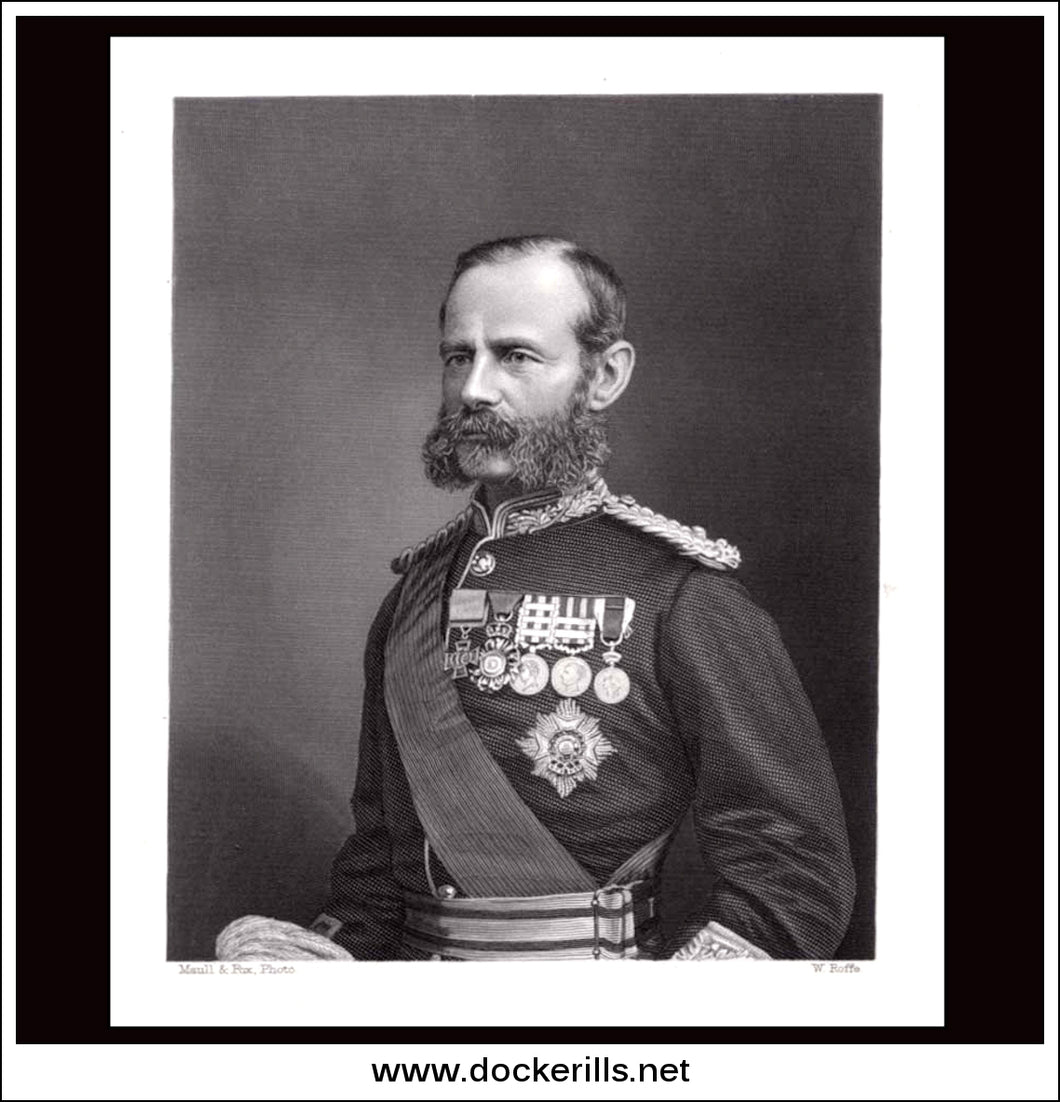 General Sir F. Roberts. Antique Print, Steel Engraving c. 1880.