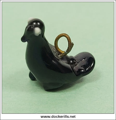 Vintage Glass Charm - Blackbird. Crackerjack / Christmas Cracker Toy, Japan.
