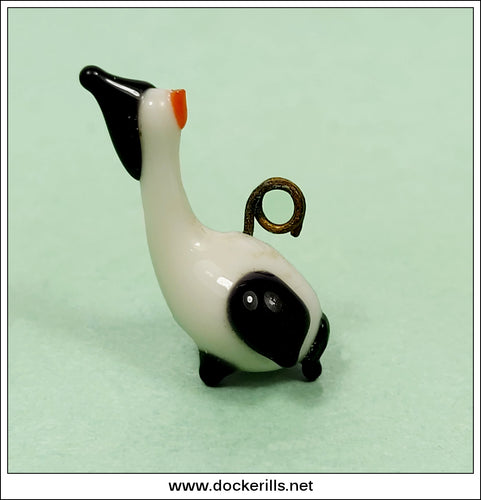 Vintage Glass Charm - Goose. Crackerjack / Christmas Cracker Toy, Japan.