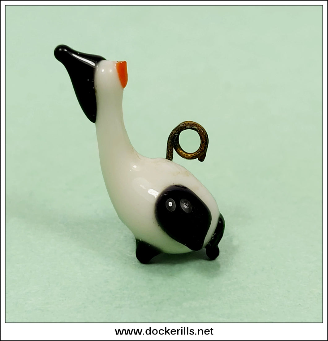 Vintage Glass Charm - Goose. Crackerjack / Christmas Cracker Toy, Japan.