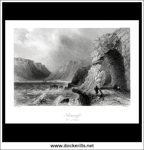 Glenariff, Co. Antrim, Northern Ireland. Antique Print, Steel Engraving c. 1840.