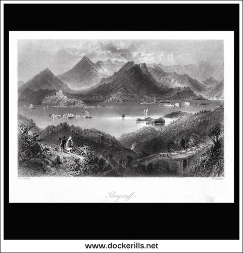 Glengariff, Co. Cork, Ireland. Antique Print, Steel Engraving c. 1840.