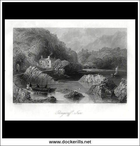 Glengariff Inn, Co. Cork, Ireland. Antique Print, Steel Engraving c. 1840.