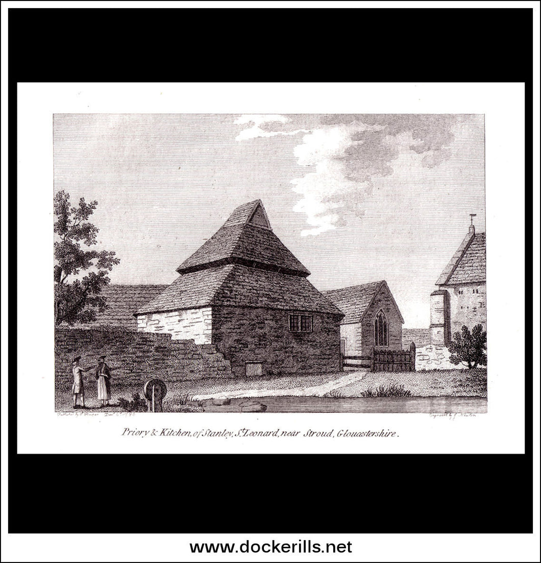 Priory & Kitchen Of Stanley St. Leonard, Near Stroud, Gloucestershire, England. Antique Print, Copper Plate Engraving 1786.
