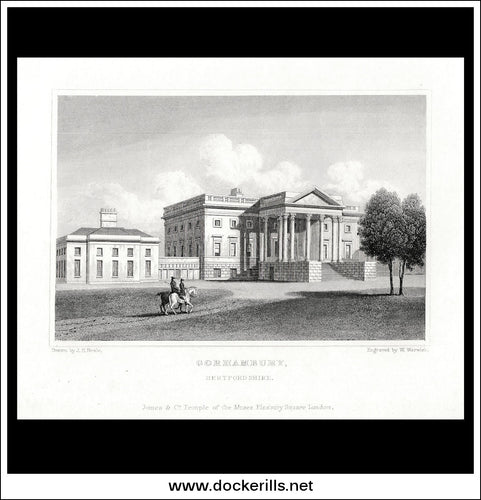 Gorhambury, Hertfordshire, England. Antique Print, Steel Engraving 1847.