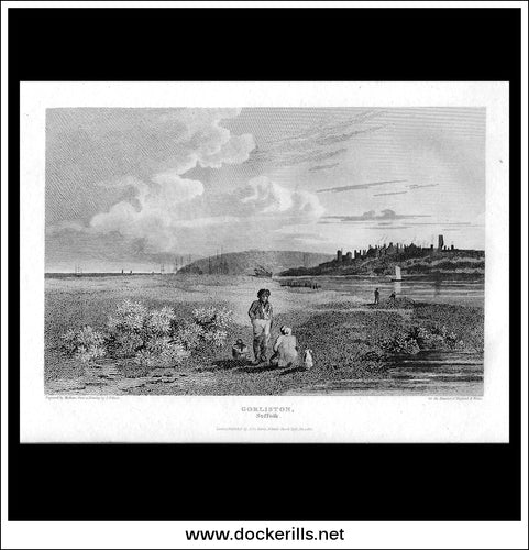 Gorliston, Suffolk, England. Antique Print, Copper Plate Engraving 1812.