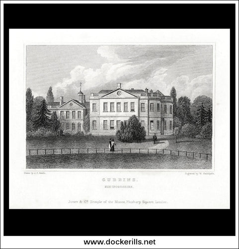 Gubbins, Hertfordshire, England. Antique Print, Steel Engraving 1847.