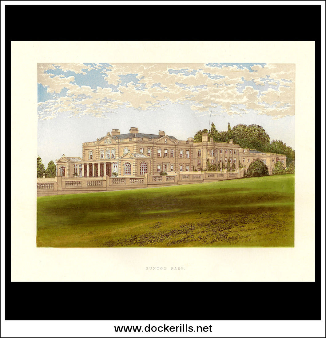 Gunton Park, Near Aylsham, Norfolk, England. Antique Print, Chromoxylograph 1880.