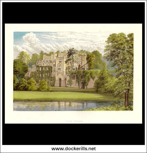 Guy's Cliffe, Near Warwick, Warwickshire, England. Antique Print, Chromoxylograph 1880.