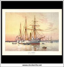 H.M.S. Bramble, 1st Class Gunboat, Her Majesty's Navy. Antique Print c. 1890.