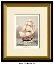 H.M.S. Victoria, 121 Guns, The Last Three Decker - Launched in 1839, Her Majesty's Navy. Antique Print c. 1870 FRAMED.