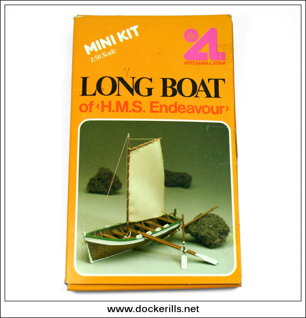 HMS Endeavour Long Boat Wooden Mini Kit 1:50 Scale. Artesania Latina.