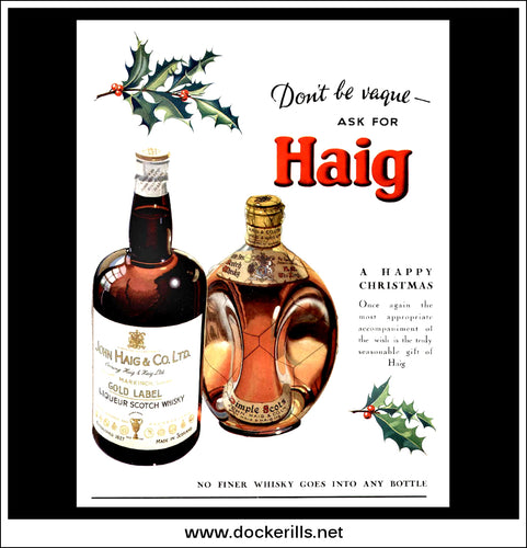 Haig Whiskey. Original Vintage Christmas Advert From November 20th, 1936.