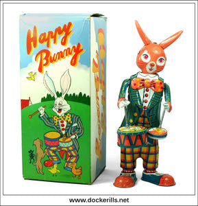 'Happy Bunny' MS 298. Novelty Tin Plate Clockwork Toy, China (With Box).