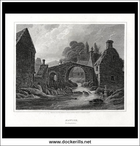 Hawick, Roxburghshire, Scotland. Antique Print, Copper Plate Engraving 1813