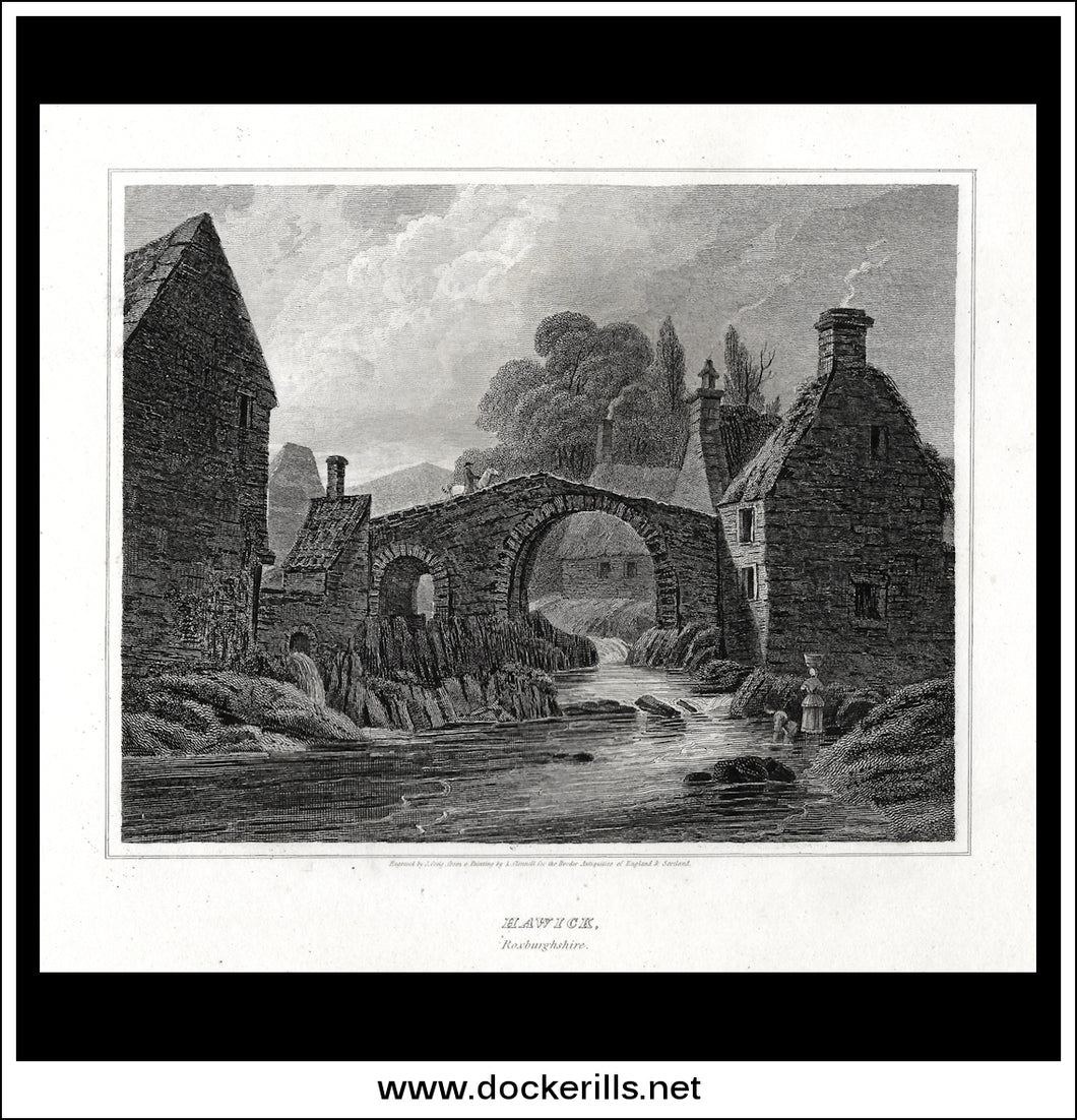 Hawick, Roxburghshire, Scotland. Antique Print, Copper Plate Engraving 1813