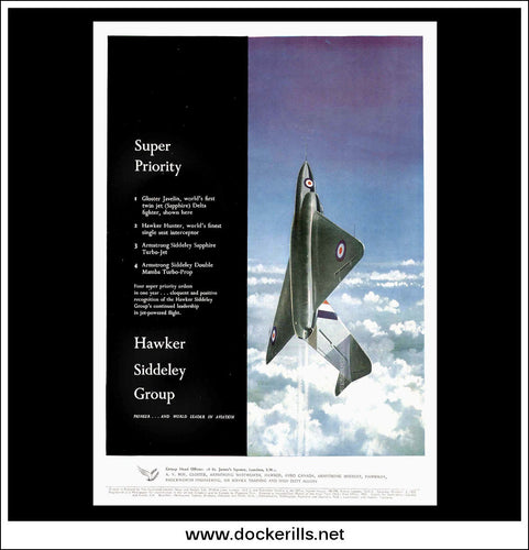 Hawker Siddeley Group / Gloucester Javelin. Original Vintage Advert From 1952.