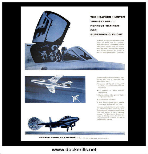 Hawker Siddeley Hunter. Original Vintage Advert From 1959.