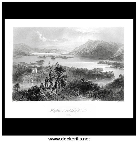 Hazelwood & Lough Gill, Co. Sligo, Ireland. Antique Print, Steel Engraving c. 1840.