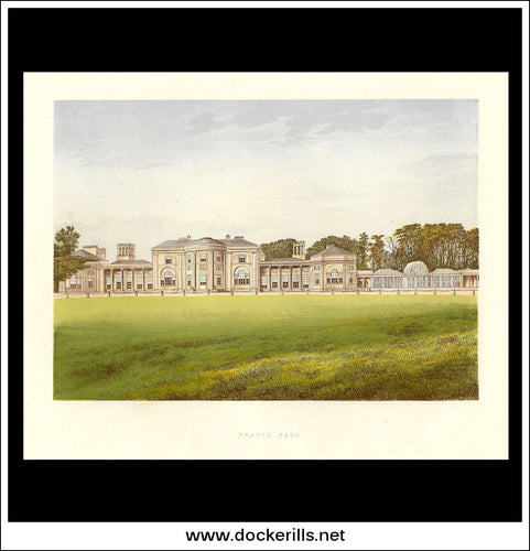 Heaton Park, Near Prestwich, Lancashire, England. Antique Print, Chromoxylograph 1880.