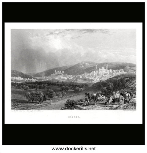 Hebron, Israel / Holy Land. Antique Print, Steel Engraving c. 1840.