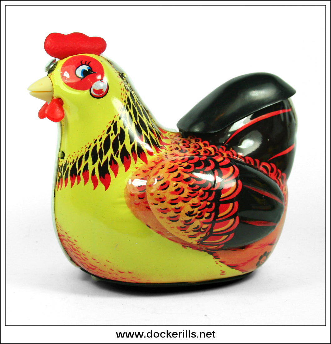 Hen Laying Eggs ME 610, China, Vintage Tin Toy 1