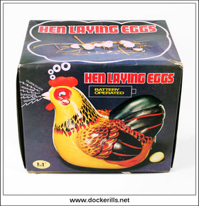 Hen Laying Eggs, ME 610, China, Vintage Tin Toy 3.