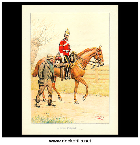 The (Royal) Dragoons Her Majesty's Army Antique Print c. 1890