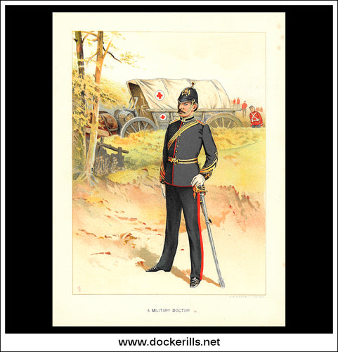 A Military Doctor Her Majesty's Army c. 1890 Antique Print.